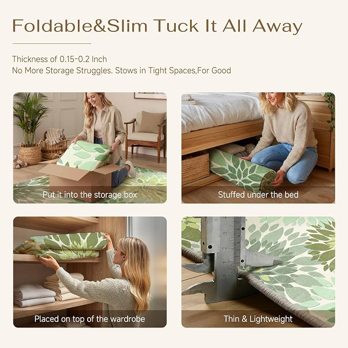 6x9 Indoor Outdoor Area Rug Washable Patio Rug Green Non Slip Non Shedding Waterproof Carpet for Living Room Bedroom Porch Backyard Deck Balcony RV Camping Garden Picnic