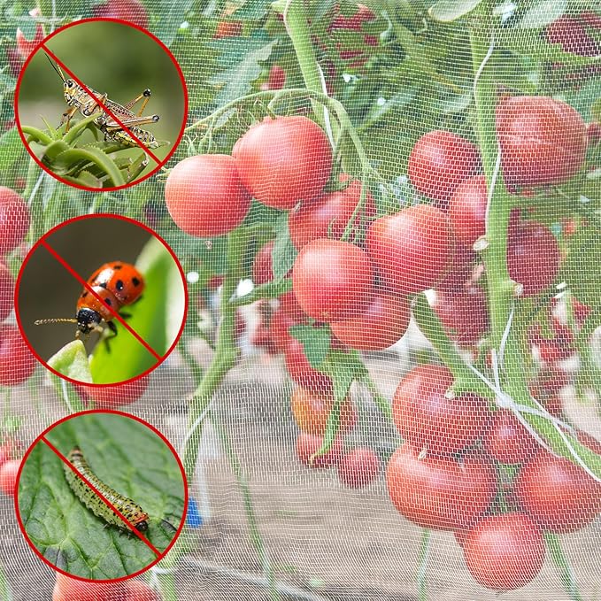 Unves 2 Pack 10 x 33 FT Garden Netting, Mosquito Net Ultra Mesh for Garden Protection Vegetable Fruits, Raised Bed Plant Covers Insect Bird Netting Protect Plants from Birds Bugs