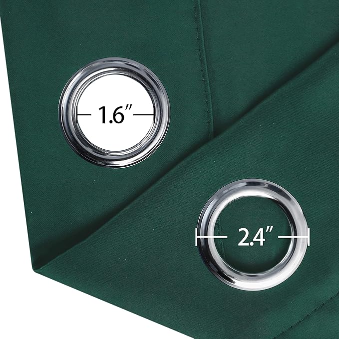 LEMOMO Dark Green Blackout Curtains/42 x 63 Inch/Set of Two Panels Grommet