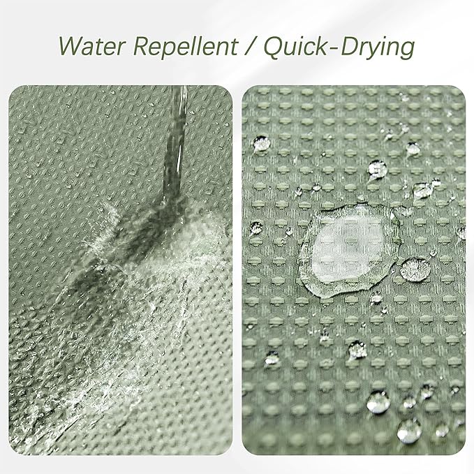 Sage Green Shower Curtain for Bathroom Waffle Textured Heavy Duty 80 Inch Shower Curtain Set for Bathroom, Water Repellent 256GSM Neutral Fabric Shower Curtains with 12 Metal Hooks, 72Wx80H