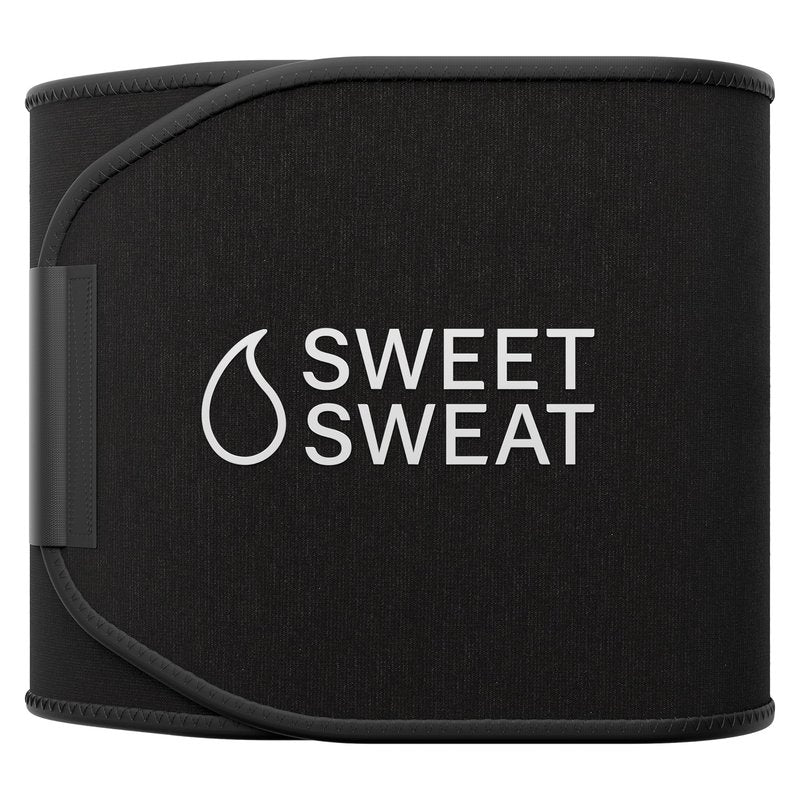 Sports Research Sweet Sweat® Waist Trimmer for Women and Men - Sweat Band Waist Trainer for High-Intensity Training & Workouts Black/White