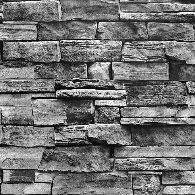 Jeweluck Grey Brick Wallpaper Peel and Stick Wallpaper 17.7inch×118.1inch Faux