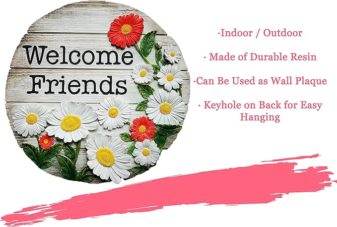 Spoontiques - Garden Décor - Welcome Friends Stepping Stone - Decorative Stone for Garden