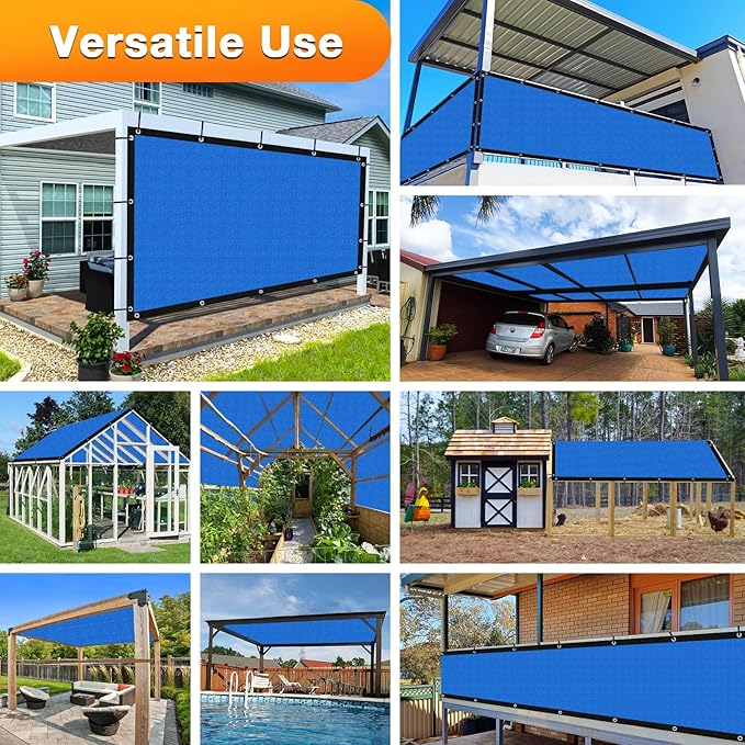 Artpuch Outdoor Pergola Shade Cover 9' X 10' Sun Shade Cloth with Grommets, 90% UV Protection Canopy Patio Privacy Screen (Customized Available) GN107, Blue