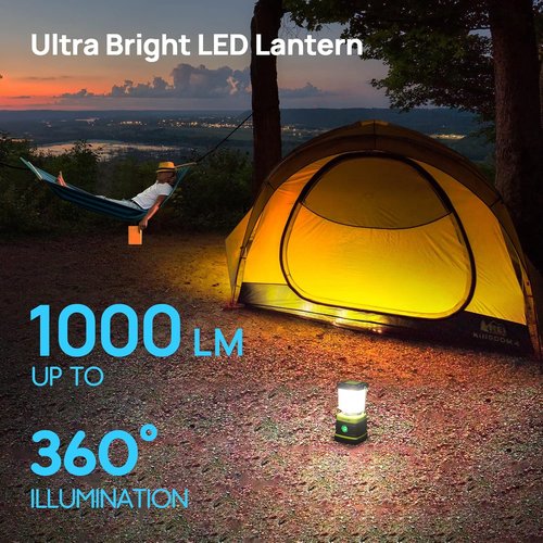 Consciot LED Camping Lantern - 1000LM Rechargeable Lights with 4 Modes & Power Bank | IPX4 Waterproof, 2 Pack