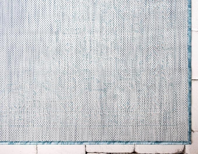 Unique Loom Outdoor Traditional Collection Area Rug - Antique (5' 1" x 8' Rectangle, Light Aqua/ Gray)
