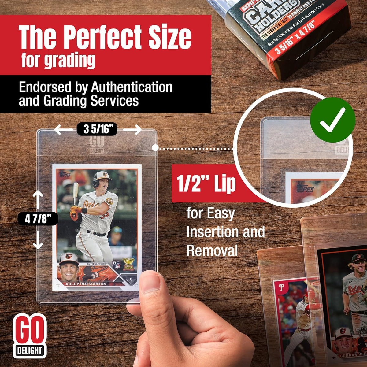 PSA Semi Rigid Card Holders - 100 Bundle for Trading Cards | 50 Holders & 50 Soft Sleeves - 3-5/16” x 4-7/8”