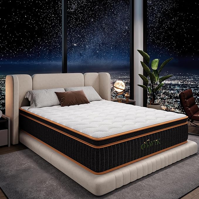 King Mattress 10 Inch, Hybrid Mattress Queen Size Bed in a Box, Memory Foam and Individual Pocket Springs, Edge Support, Motion Isolation & Pressure Relief, Medium Firm, 365-Night Trial