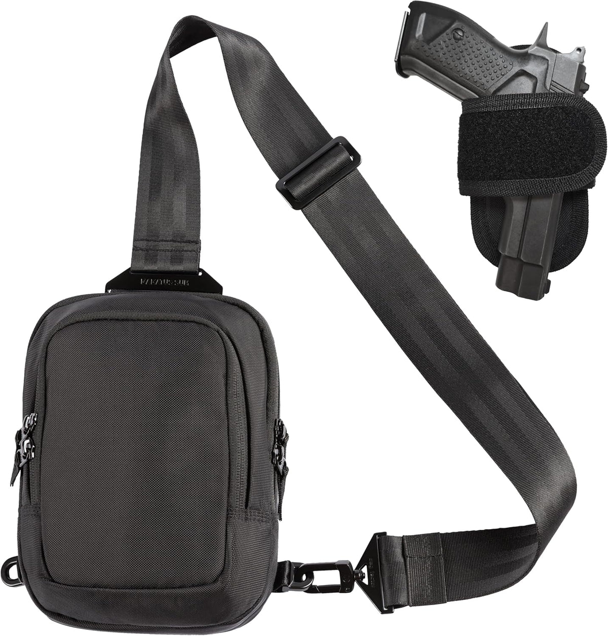 Skiennix Premium Discreet Tactical CCW Sling Bag - Concealed Carry Crossbody Chest Pack (Black, Small)