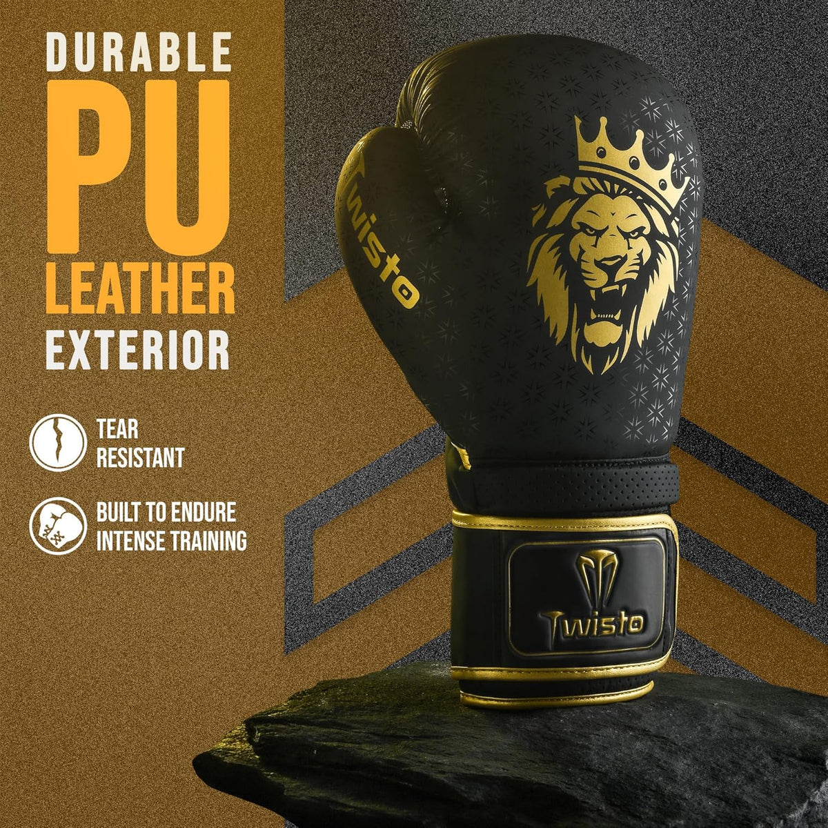Twisto Boxing Gloves - Pro Training & Sparring | Maya Hide Leather, Black, 10oz-16oz for Men & Women