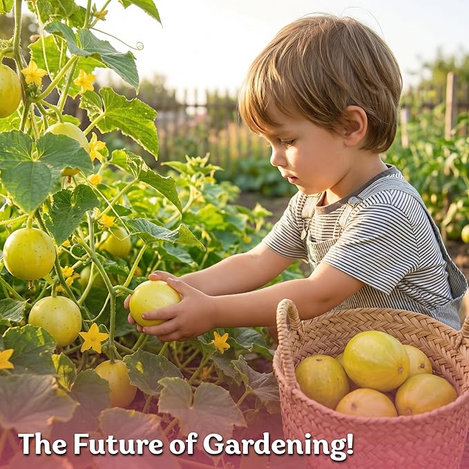 KVITER 75 Lemon Cucumber Seeds (Cucumis Sativus) - Yellow Garden Lemon Seed Packets, Mild Flavor, Heirloom Seed - Vegetable Seeds for Outdoor Home Garden, Raised Beds, Ideal for Pickling & Salads