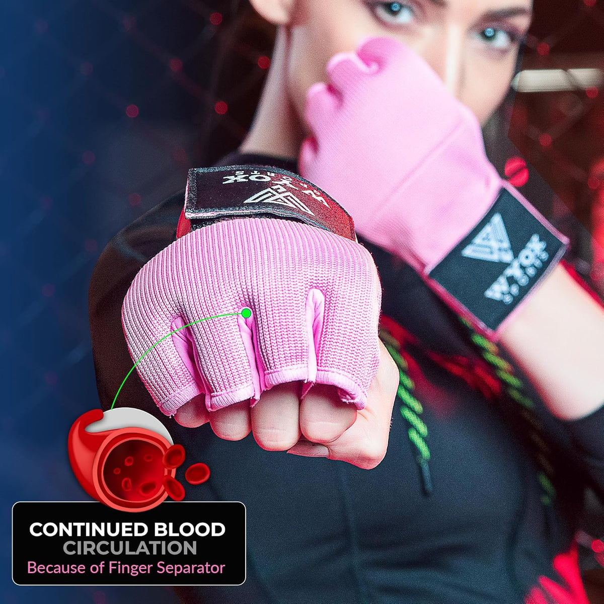 WYOX Gel Boxing Hand Wraps - Padded Knuckle Support & Quick Wrist Strap | 80cm Fingerless MMA Gloves