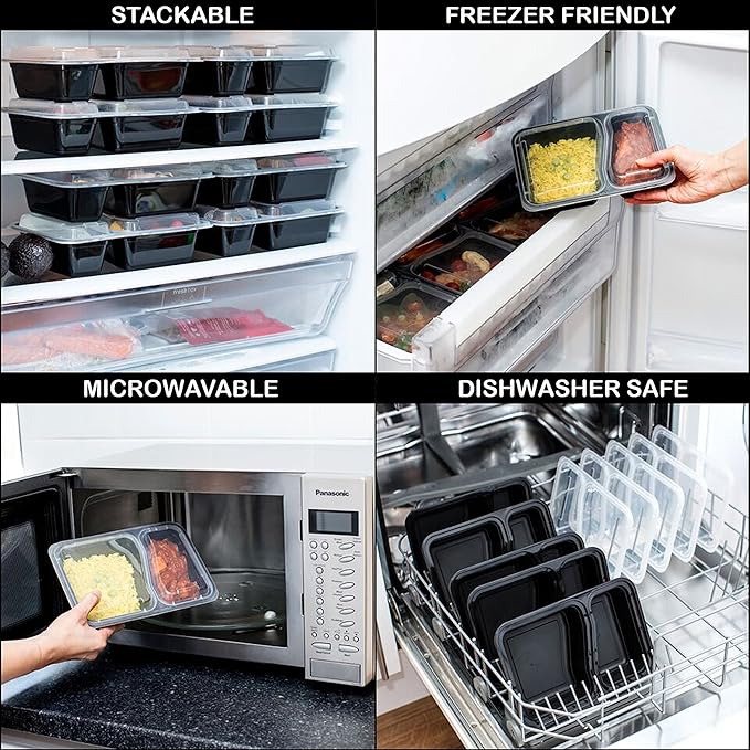 Igluu Meal Prep Containers [10 pack] 1 Compartment with Airtight Lids - Plastic Food Storage Bento Box - BPA Free - Reusable Lunch Boxes - Microwavable, Freezer and Dishwasher Safe (28 oz)