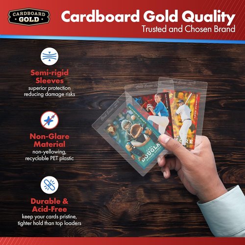 Cardboard Gold Card Saver | PSA-Approved Semi-Rigid Trading Card Holders - 1-100 Count for Baseball & Sports Cards