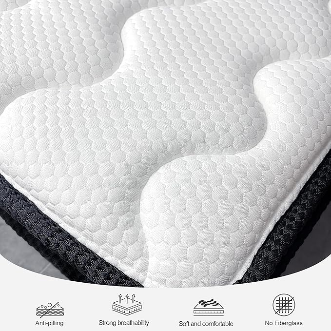Queen Mattress, 10-in Deluxe Hybrid Mattresses, Memory Foam Mattress in a Box, Individual Pocket Spring-Motion Isolation-Medium Firm-Extra Edge Support, CertiPUR-US, 365 Nights Trial