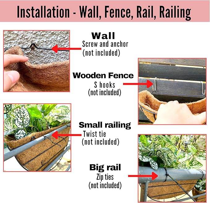LaLaGreen Wall Planters for Outdoor Plants, 4 Pack, 12 Inch Half Round Plant