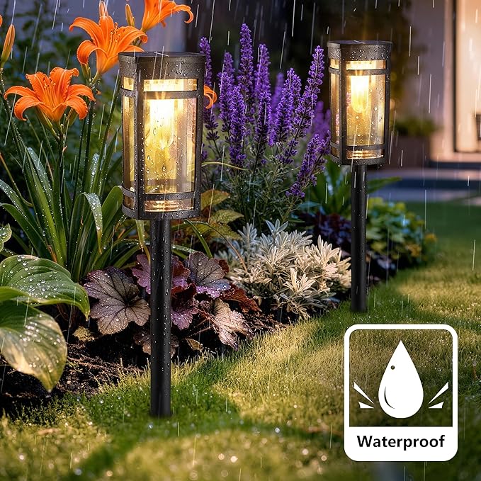 Jyoiat 6 Pack Outdoor Solar Pathway Lights - Solar Landscape Lights Outdoor Walkway Solar Garden Lights for Lawn, Path, Yard Decor (Warm White)