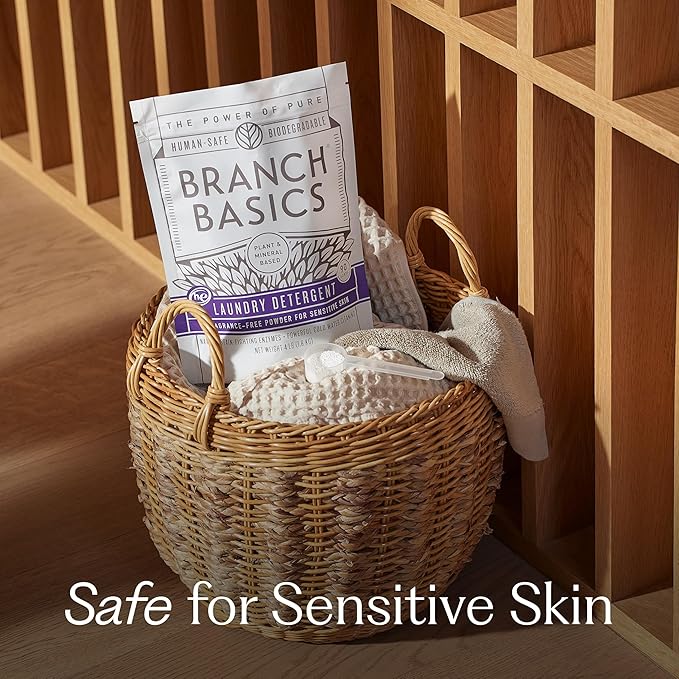 Branch Basics Laundry Detergent – 2 Pack, 4lbs per | Plant & Mineral-Based Formula | Lifts Stains & Removes Odor | Plastic-Free, Fragrance-Free & Safe for Sensitive Skin