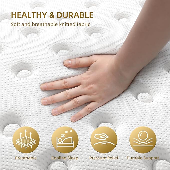 Cooling Gel Full Size Mattress, 10 Inch Hybrid Full Mattress in a Box with Pocketed Springs Memory Foam for Back Pain & Pressure Relief with CertiPUR-US Certified Foam