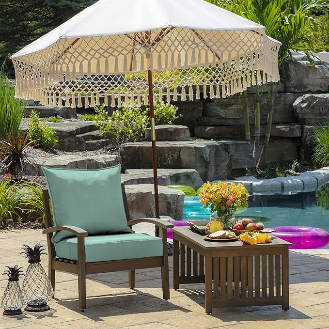 Arden Outdoor Deep Seat Cushion Set (2-Pack), 22 in x 24 in, Weather-Proof, Rain-Proof, Fade Resistant Patio Cushion for Chair, Sofa, and Couch Aqua Leala