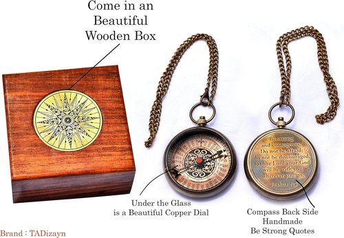 Be Strong and Courageous Compass - Solid Brass Engraved Directional Gift | Baptism & Confirmation for Boys & Girls