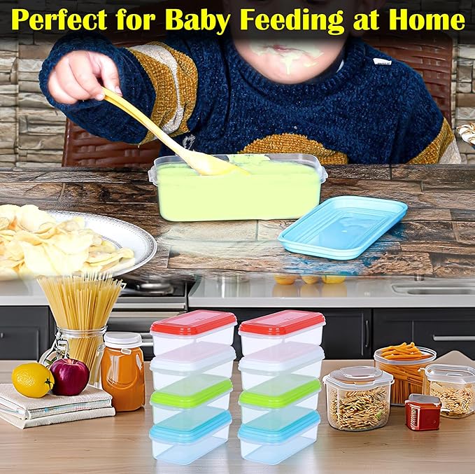 ARSUK Small Food Containers with Lids 8oz/250ml (8 Pack) - Mini Plastic Storage Containers for Snacks, Meal Prep and Lunch - Reusable, Leakproof, Airtight - Microwave and Freezer Safe