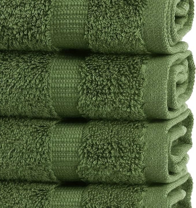 Chakir Turkish Linens Premium Cotton Absorbent Turkish Towels (Washcloths - 12 Piece, Moss)