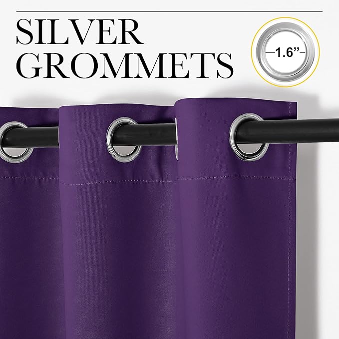 NICETOWN Royal Purple Blackout Curtains 120 inches Length