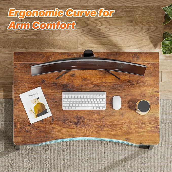 Huuger Folding Desk for Small Spaces, 31.5 Inch Foldable Computer Table, for Home Office, Study, Bedroom, Dorm, Space Saving, Small Writing Work Office Computer Desk, Easy to Fold, Rustic Brown