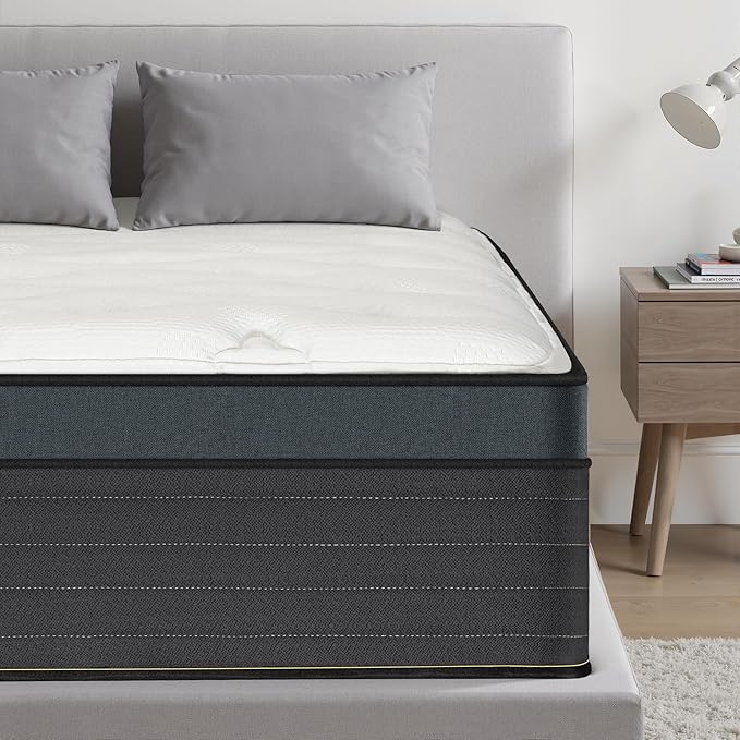 Queen Mattress,14 Inch Gel Memory Foam Hybrid Queen Size Mattresses in a Box, Medium Firm Feel Individual Pocket Springs Matress, Breathable Fabric, Strong Edge Support, Fiberglass Free