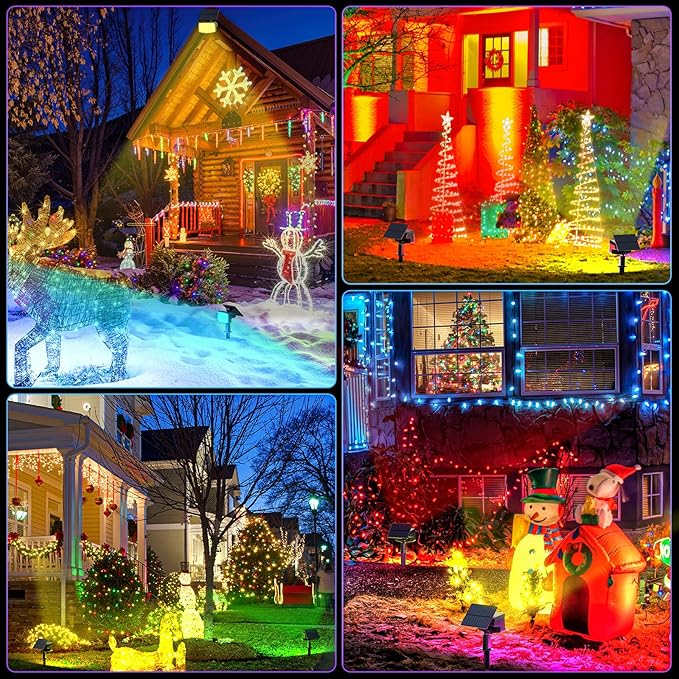 WELALO Solar Color Changing Spot Lights Outdoor, Waterproof Solar Christmas Lights with 9 Modes, Multicolor RGB Landscape Spotlights for Yard Driveway Lawn Patio Pathway Decorations, 6 Pack
