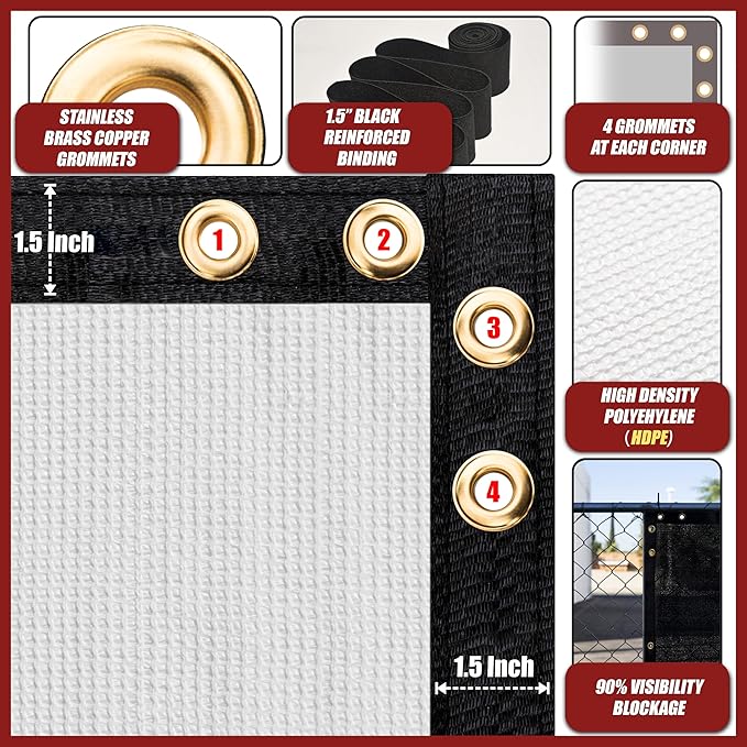 Amgo Custom Made 3' x 9' White Balcony Privacy Screen, Apartment Porch Railing Patio Fence Windscreen Fabric Cloth, Heavy Duty, Commercial and Residential, 90% Blockage (We Customize)