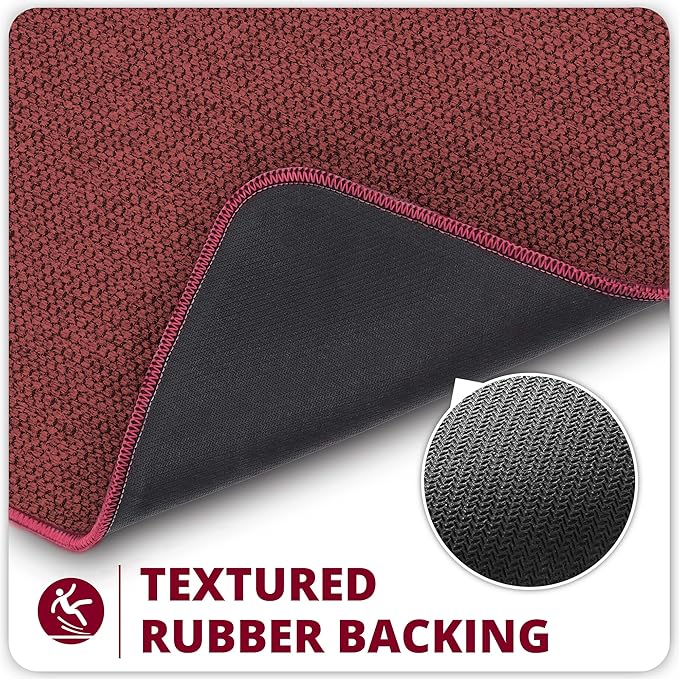 Bath Mat,Ultra Thin Bathroom Runner Rugs,Large Bath Mats for Bathroom,Quick Dry,Non-Slip,Machine Washable,Low Pile,Bath Rug,Shower Outside,Sink,Home Decor Accessories.Red,3'x4'(36x48inch)