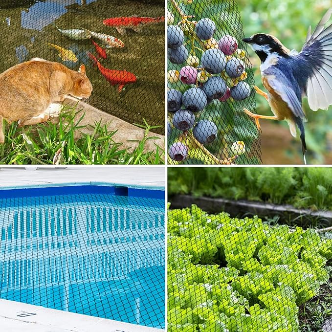 Pond Netting Kit, 15 x 20 Feet Pond Covers for Outdoor Fish Ponds,Pond Net Floating Guard Protect Fish Koi from Birds Cats, Herons,30g/㎡ Mesh Leaves Catcher(20pcs Stakes Included)