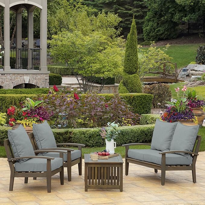 Arden Outdoor Deep Seat Cushion Set (2-Pack), 22 in x 24 in, Weather-Proof, Rain-Proof, Fade Resistant Patio Cushion for Chair, Sofa, and Couch Stone Grey Leala