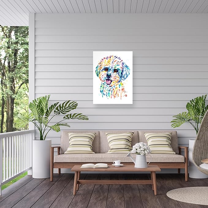 Outdoor Canvas Art - Lisa Whitehouse 'Bichon' Wall Art for Outdoor Spaces, Patios, or Gardens by Trademark Fine Art