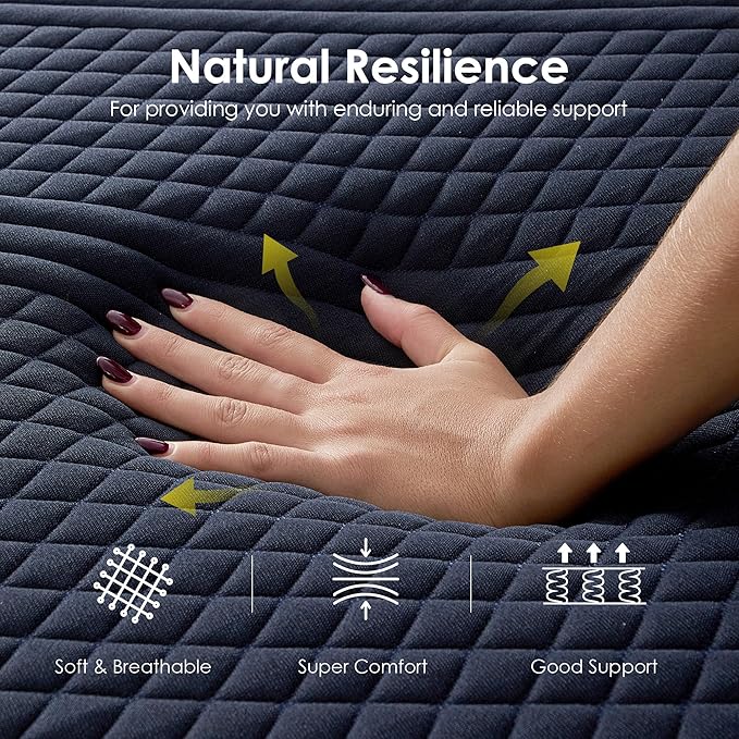 Queen Mattress 12 Inch Memory Foam Medium with Green Tea Cooling Gel, CertiPUR-US Certified, Breathable & Supportive Mattress in a Box, Navy Blue