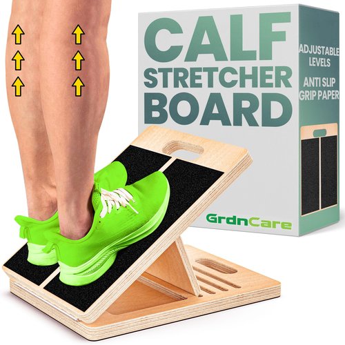 Calf Stretcher – Wooden Portable Slant Board for Calf Stretching – Adjustable Incline Board Physical Therapy Equipment with Reducing Injury Risk and Improving Foot, Leg & Ankle Mobility