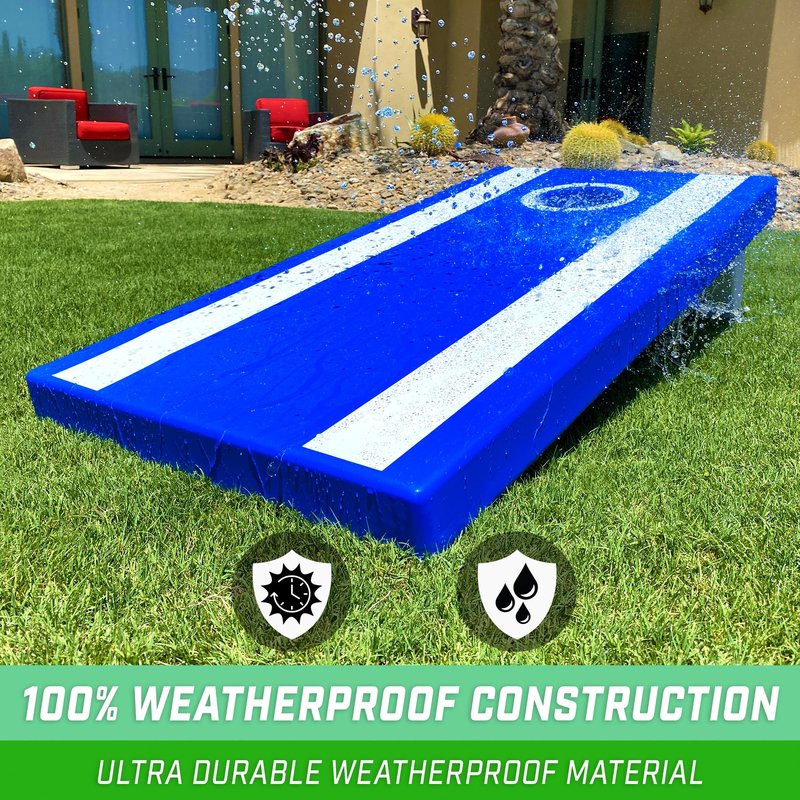 GoSports 4 ft x 2 ft All Weather Outdoor Cornhole Game Set - Heavy-Duty Plastic Weatherproof Boards Includes 8 Bean Bags & Game Rules