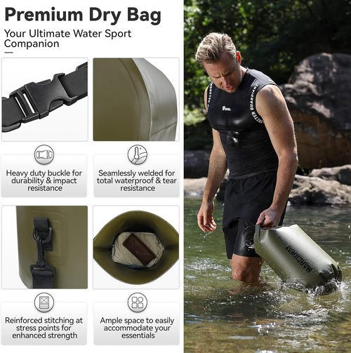MARCHWAY Waterproof Dry Bag Backpack - Keeps Gear Dry for Kayaking, Camping & Hiking | 5L/10L/20L/30L/40L
