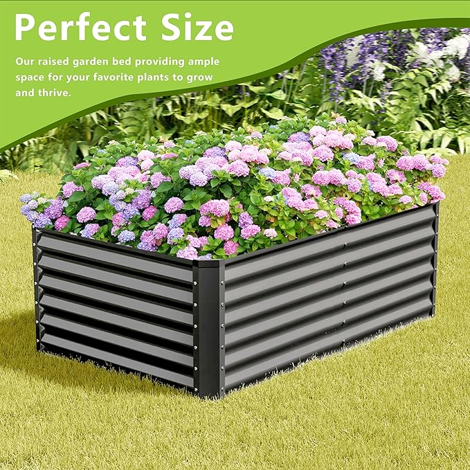 2PCS 4x2x2FT Galvanized Raised Garden Bed,Galvanized Planter Boxes Outdoor, Large Metal Raised Garden Beds for Vegetables-Grey