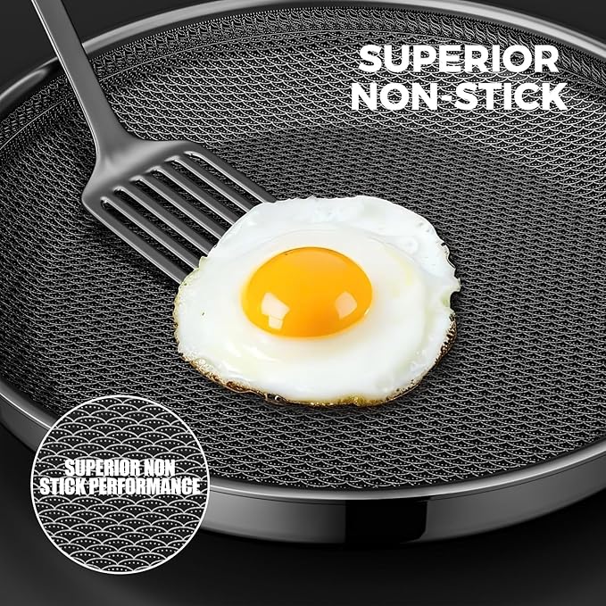 Non Stick Frying Pans,Hybrid Nonstick 11 Inch Frying Pan,Stay-Cool Handle,PFAS PFOA PTFE Free,Nonstick Frying Pan,Dishwasher-Friendly,Oven-Safe,Works on Ceramic and Gas Cooktops