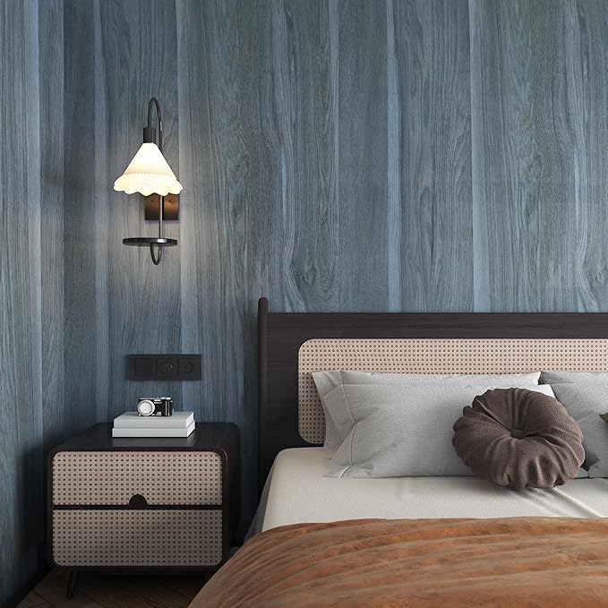 24"x197" Blue Wood Grain Contact Paper