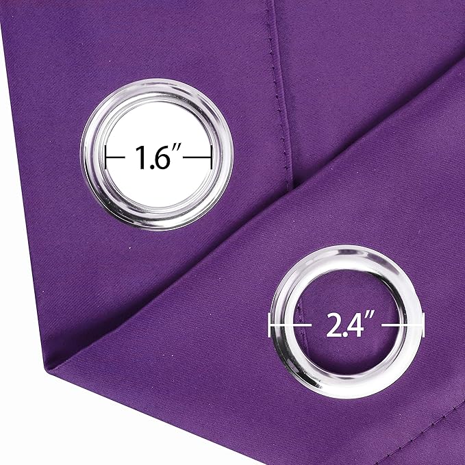 LEMOMO Purple Thermal Blackout Curtains/42 x 95 Inch/Set of 2 Panels Room