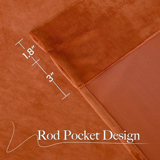 NICETOWN Orange Velvet Curtains 96 inch Long