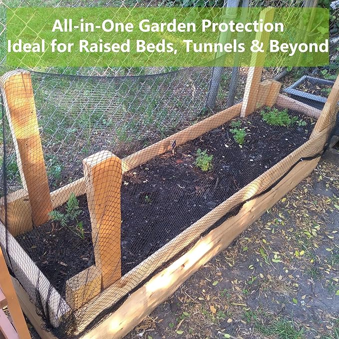 7.5x100ft Bird Netting, 1/2 inch Mesh, Heavy Duty Garden Netting for Fruit Trees, Blueberry Bushes, Vegetables, Extra Strong Woven Mesh Against Birds, Deer, Squirrels, Poultry and Other Animals