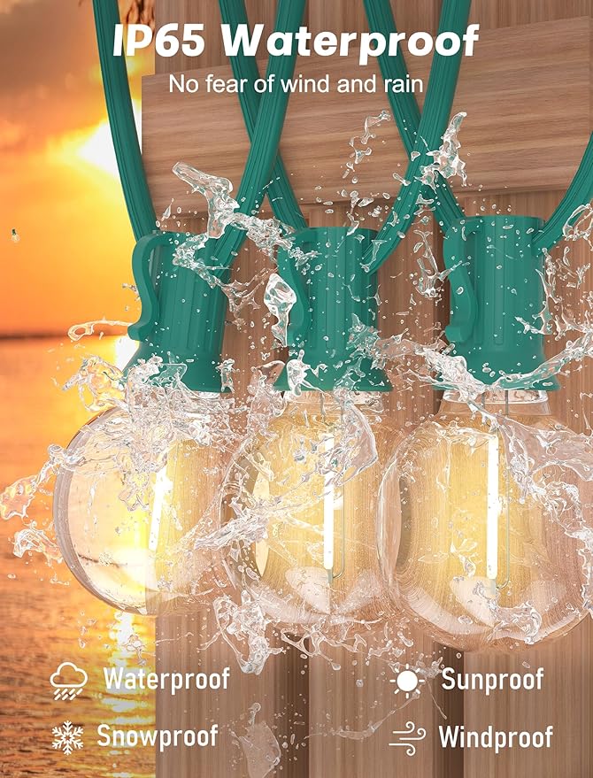 SUNSGNE 25Ft Round Christmas Lights Outdoor, G40 Globe String Lights with 27 LED Clear Lights(2 Spare), Green Wire String Lights for Yard Patio Porch Tent Pergola Backyard Christmas Decorations