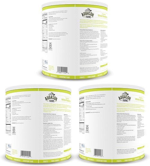 Augason Farms 3-Pack Freeze Dried Berry Variety Kit - No. 10 Can for Emergency Prep
