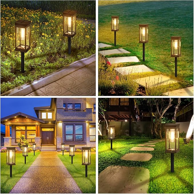 BesLowe 【Upgraded】 Solar Pathway Lights Outdoor, 12-Pack Large LED Solar Light Outdoor Waterproof, Super Bright Outside Lights for Yard, Sun-Powered Landscape Lighting for Garden Walkway, Warm White