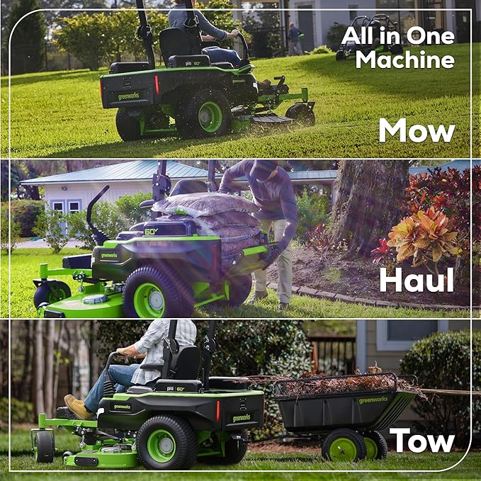 Greenworks 60V 54" Zero Turn,(2) 20.0Ah+(2) 8.0Ah+(2) 4.0Ah Batteries+Wall Charger